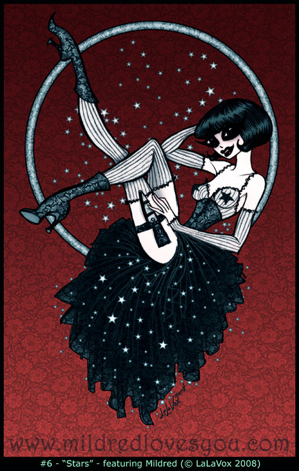 Pin-Up #6 - 'Stars' - featuring Mildred Mahler - a MildredLovesYou.com cartoon pin-up by LaLaVox.